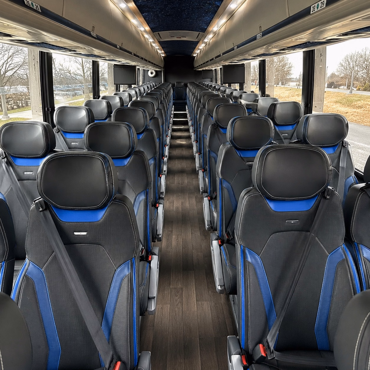 norman charter bus rental interior